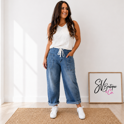 Risen Barrel Crop Jeans - SV Boutique & Co.