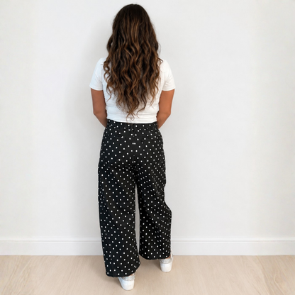 Black Polka Dot Barrel Jeans