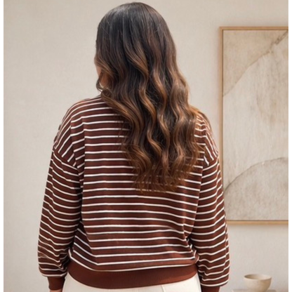 Mocha Moves Stripe Sweatshirt - SV Boutique & Co.