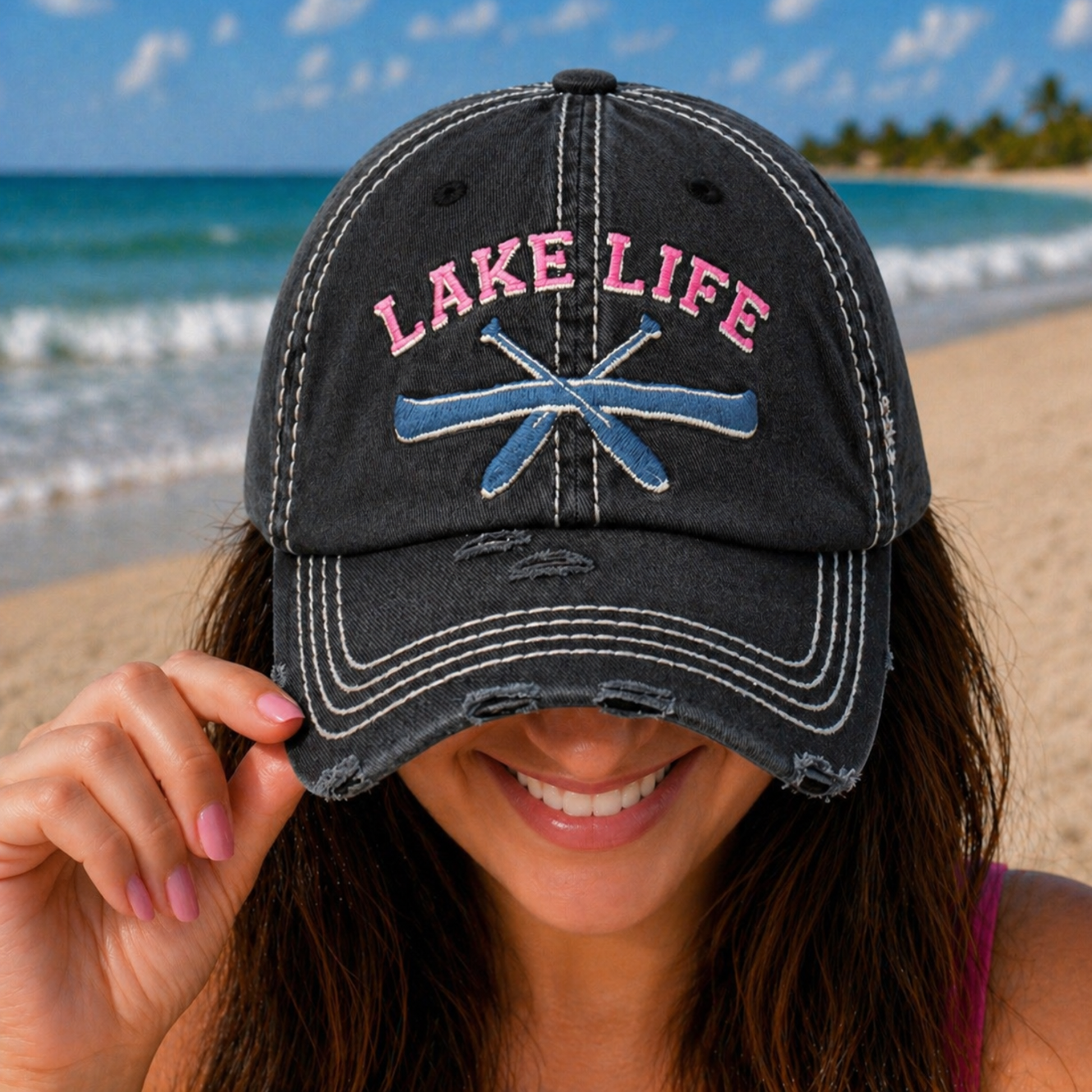 Lake Life Distressed Baseball Cap - SV Boutique & Co.