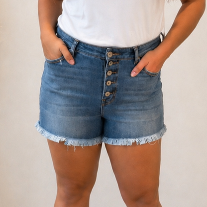 KanCan High Rise Button Up Shorts - SV Boutique & Co.