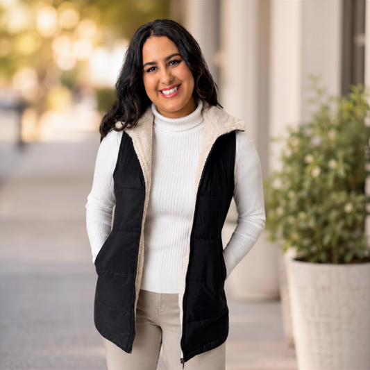 Black Fleece Hooded Sleeveless Vest