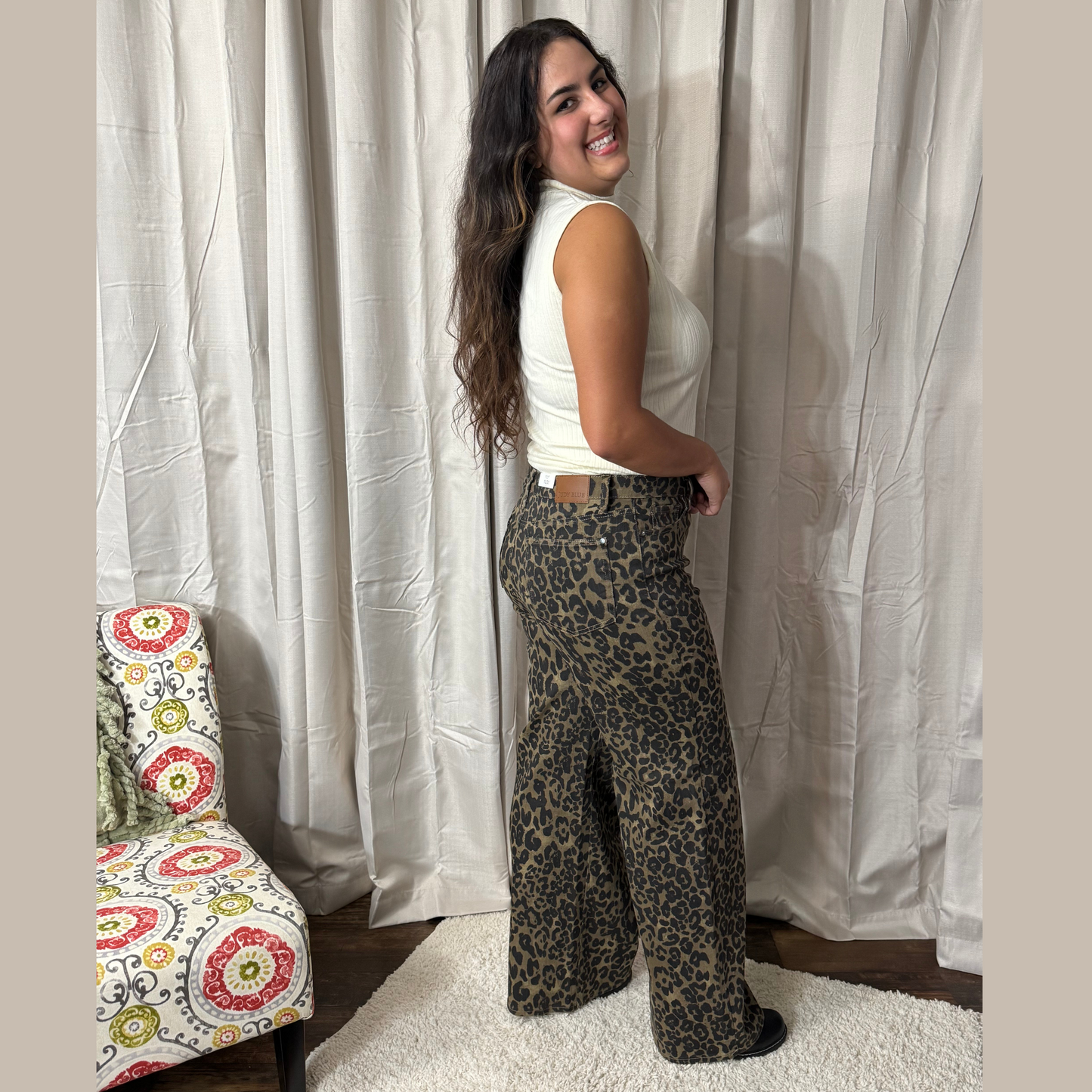 Judy Blue Walk On The Wild Side Leopard Wide Leg Jeans