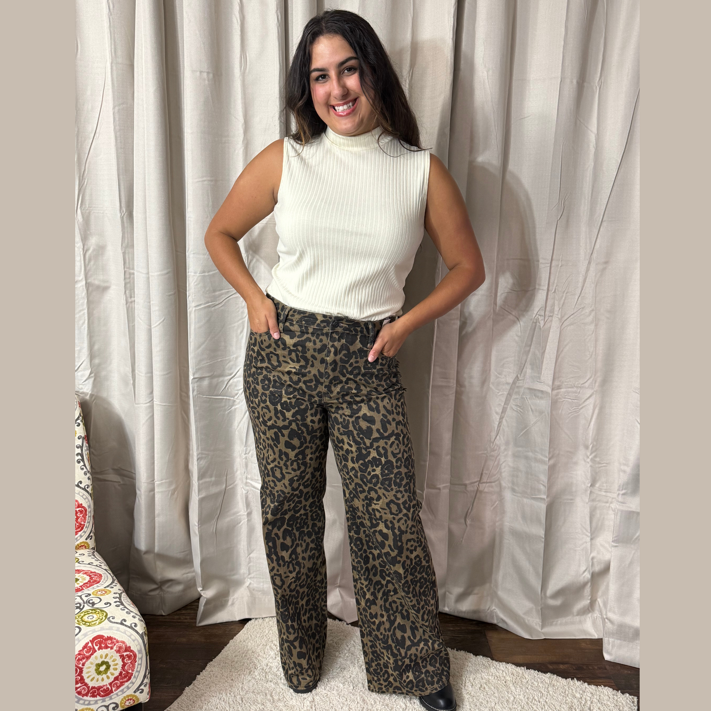 Judy Blue Walk On The Wild Side Leopard Wide Leg Jeans