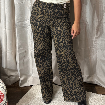 Judy Blue Walk On The Wild Side Leopard Wide Leg Jeans