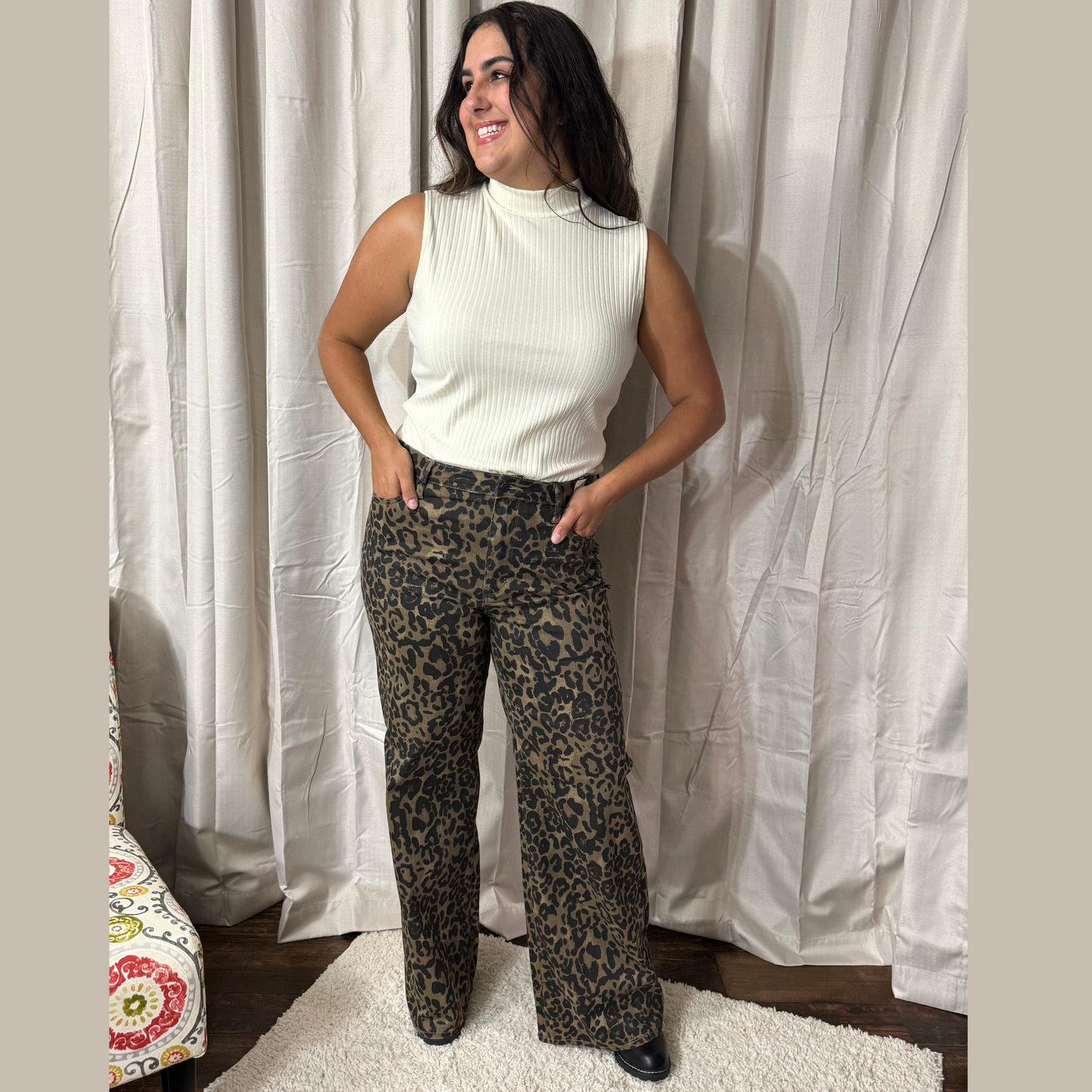 Judy Blue Walk On The Wild Side Leopard Wide Leg Jeans