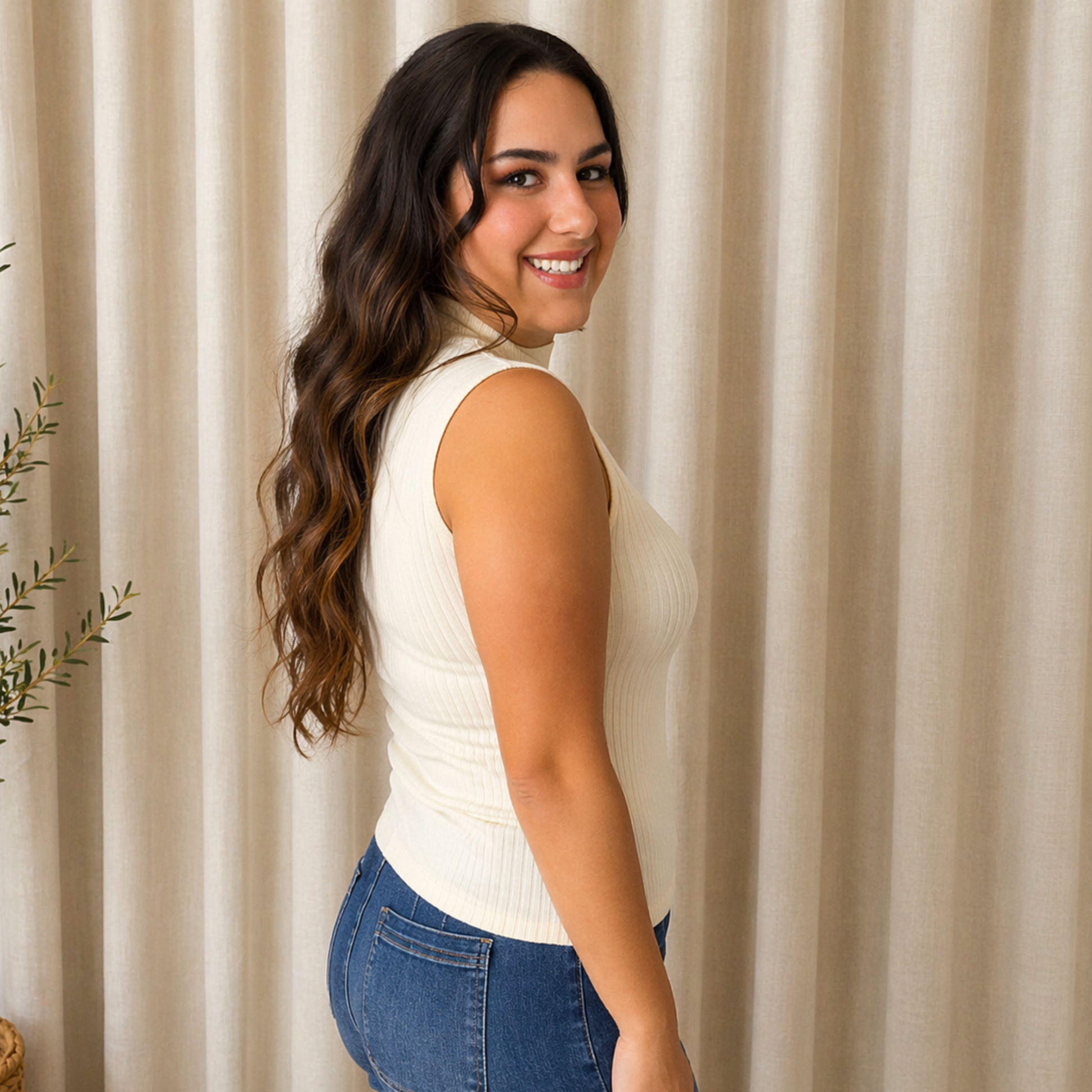 Ivory Sleeveless Ribbed Turtleneck - SV Boutique & Co.