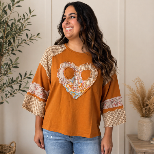 Boho Heart Patch Top by Easel - SV Boutique & Co.