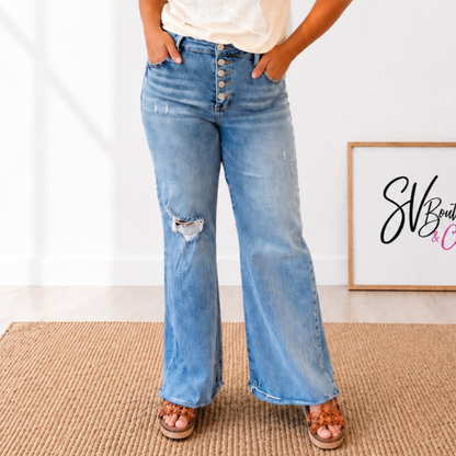 Risen City Stroll High Rise Button Up Jeans - SV Boutique & Co.