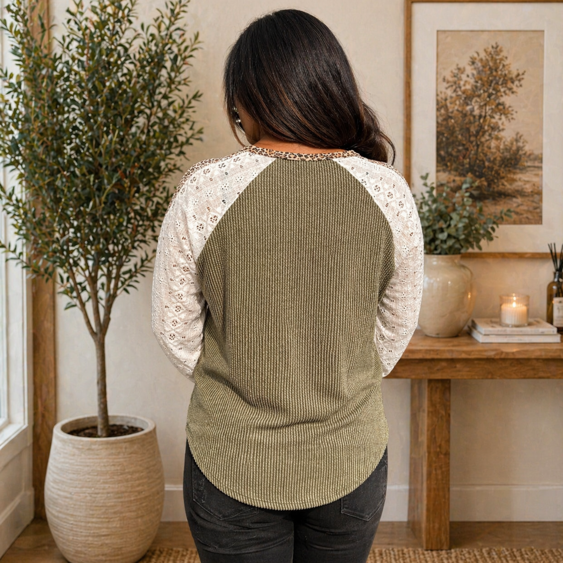 Long Sleeve Olive Leopard Half Button Pullover FINAL SALE - SV Boutique & Co.