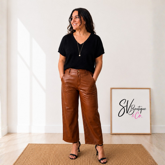 Camel Faux Leather Pants Judy Blue - SV Boutique & Co.