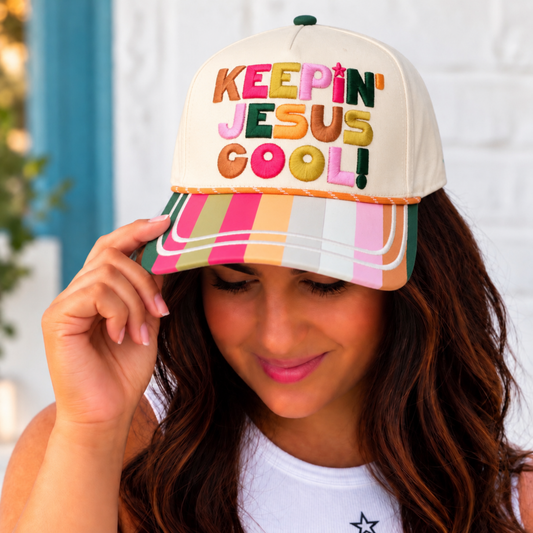 Keepin' Jesus Cool Embroidered Trucker Hat - SV Boutique & Co.