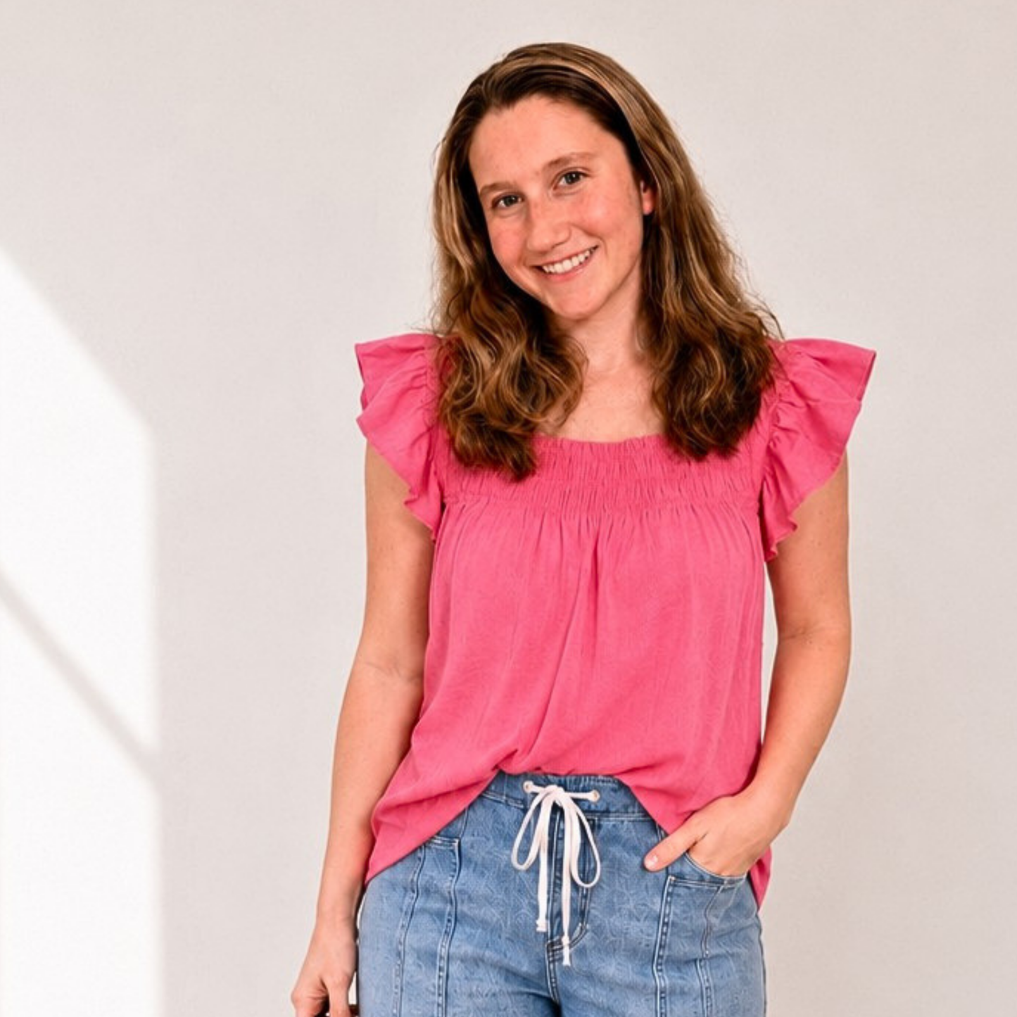 Coral Smocked Square Neck Top FINAL SALE - SV Boutique & Co.