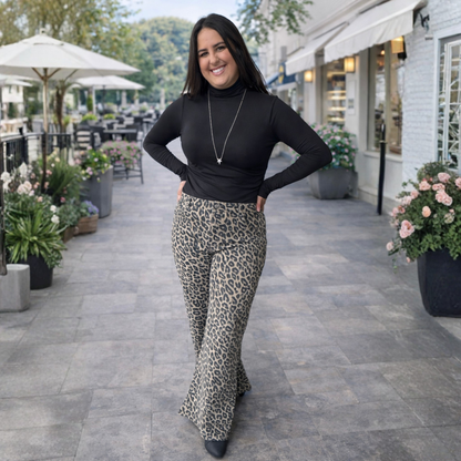 RISEN RUN THE WILD MID RISE WIDE LEG LEOPARD JEANS - SV Boutique & Co.