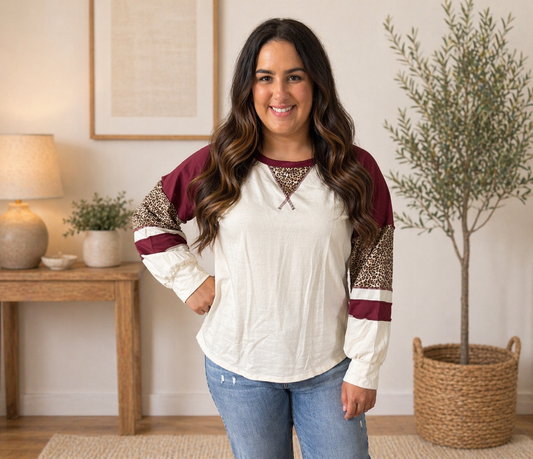 Long Sleeve Leopard  Raglan FINAL SALE - SV Boutique & Co.