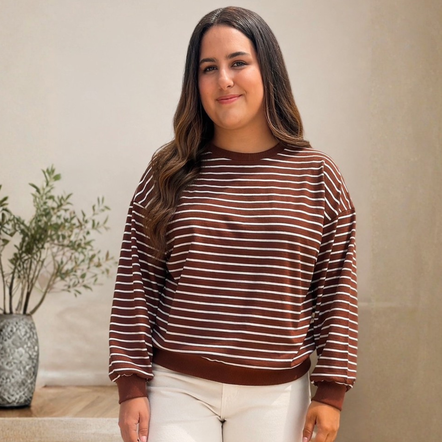 Mocha Moves Stripe Sweatshirt - SV Boutique & Co.