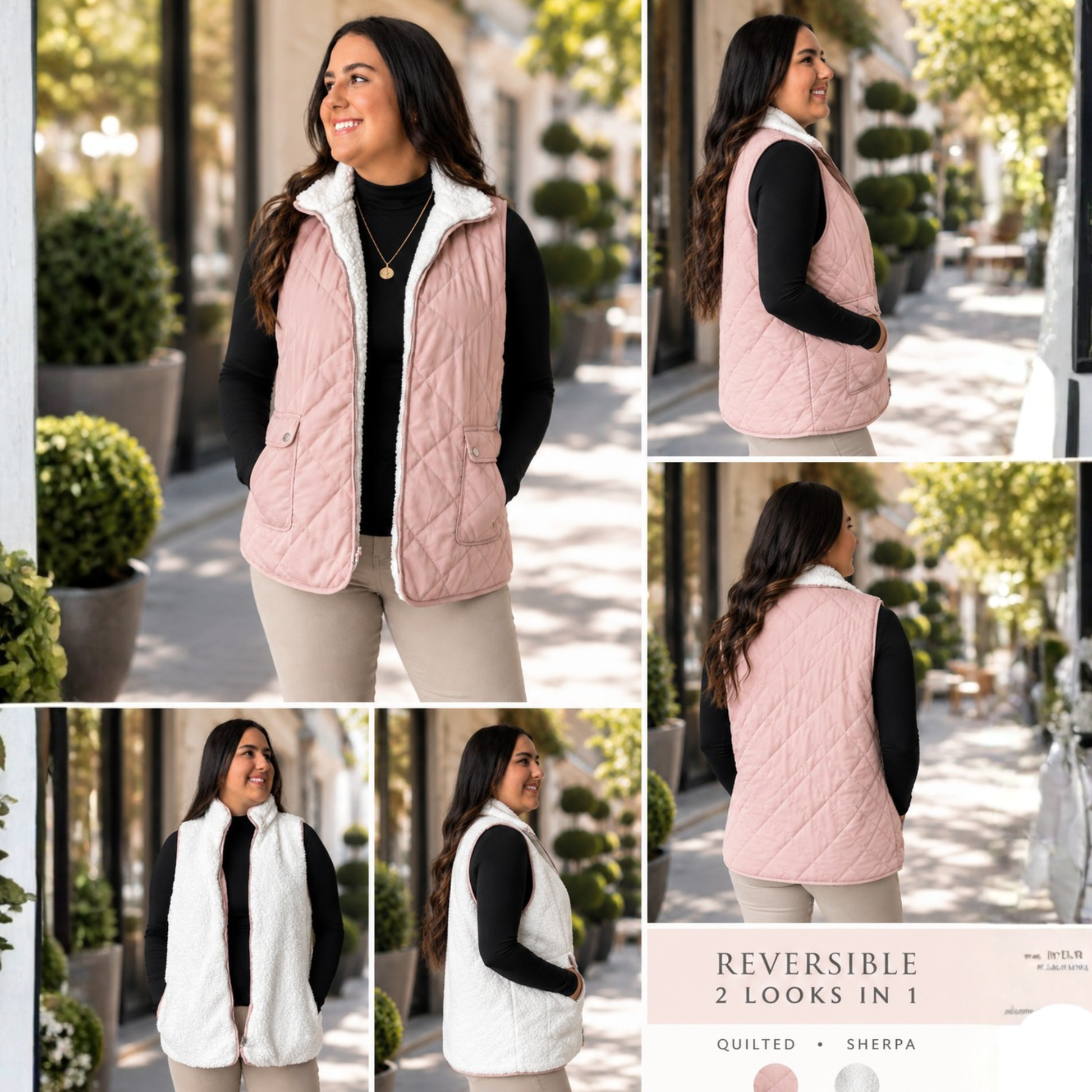 Pink Sherpa Reversible Vest - SV Boutique & Co.