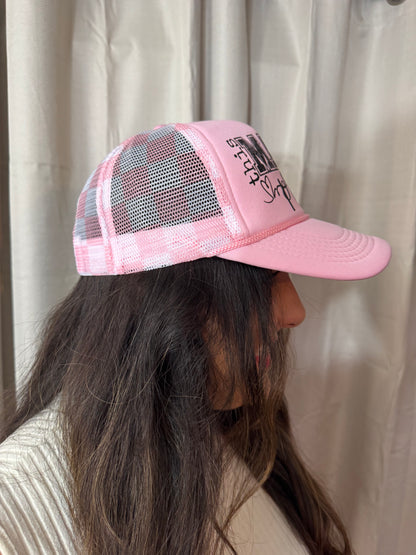 This Mama Prays Checkered Trucker Hat
