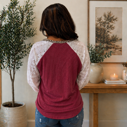 Long Sleeve On The Edge Half Button Burgundy Pullover FINAL SALE - SV Boutique & Co.