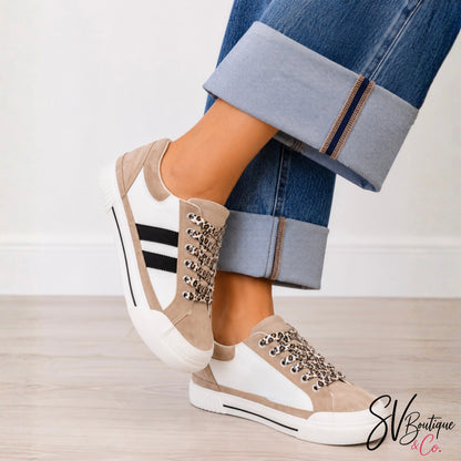 That’s Her Sand White Black Sneaker-Corkys - SV Boutique & Co.