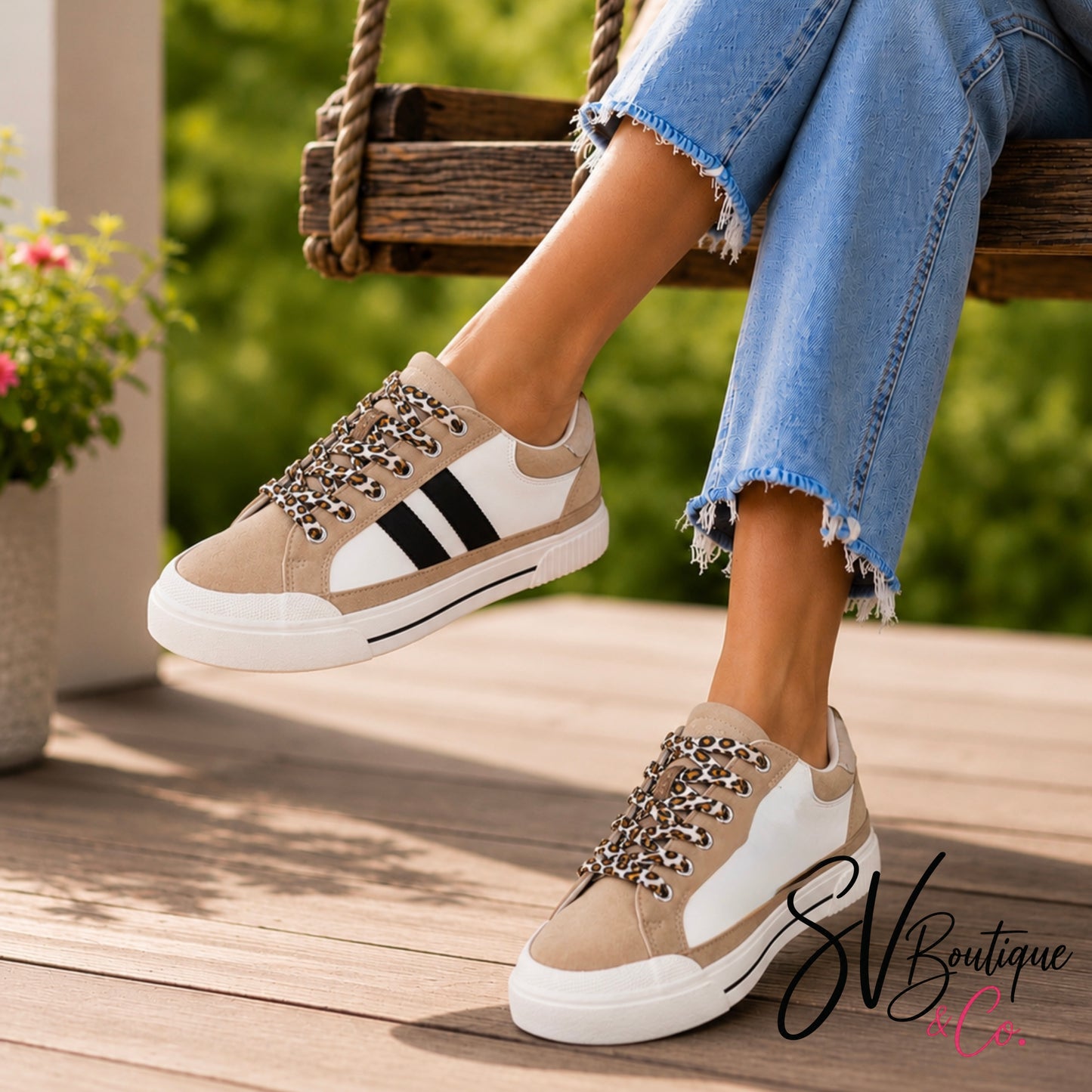 That’s Her Sand White Black Sneaker-Corkys - SV Boutique & Co.
