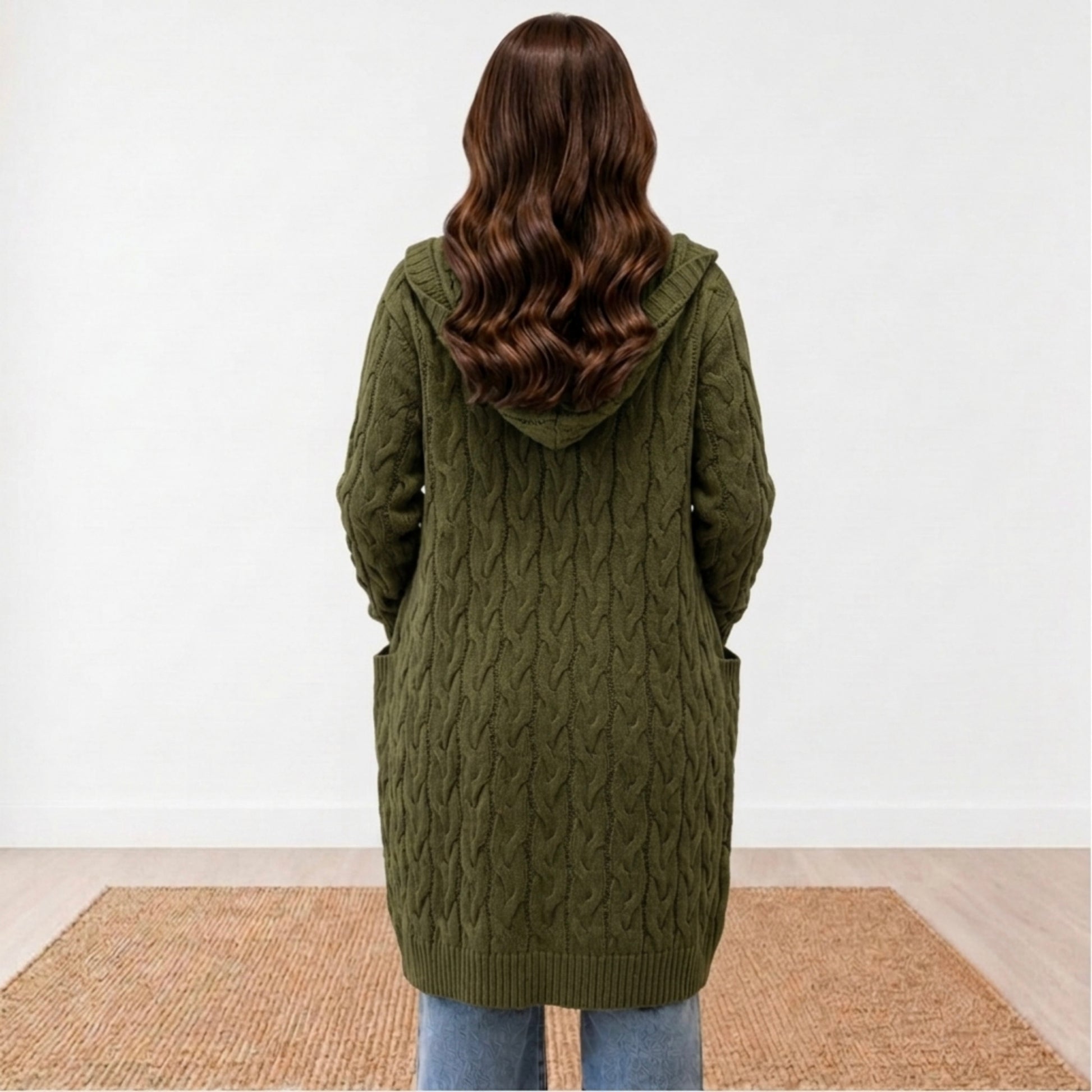 Women Cable Knit Cardigan Open Front Long Pocket Hooded Casual Outwear Sweater FINAL SALE - SV Boutique & Co.