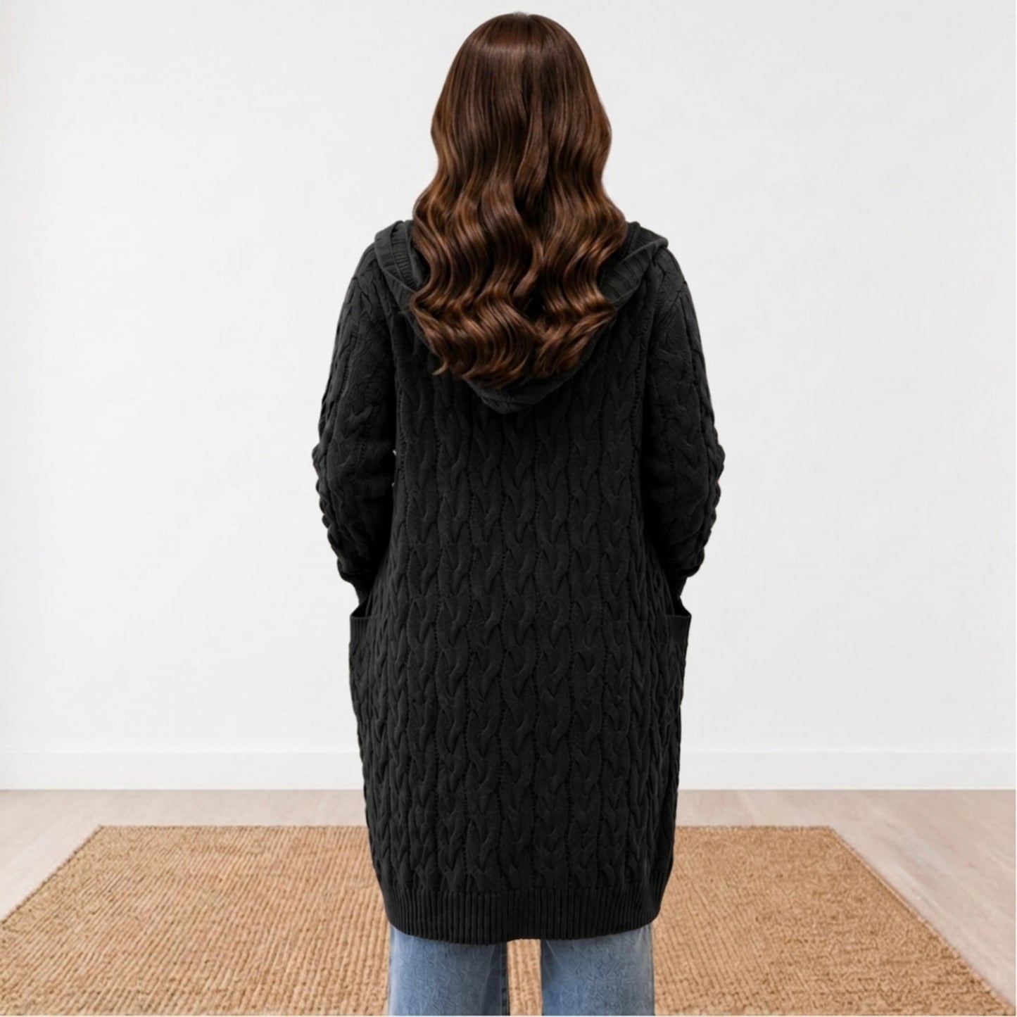 Women Cable Knit Cardigan Open Front Long Pocket Hooded Casual Outwear Sweater FINAL SALE - SV Boutique & Co.