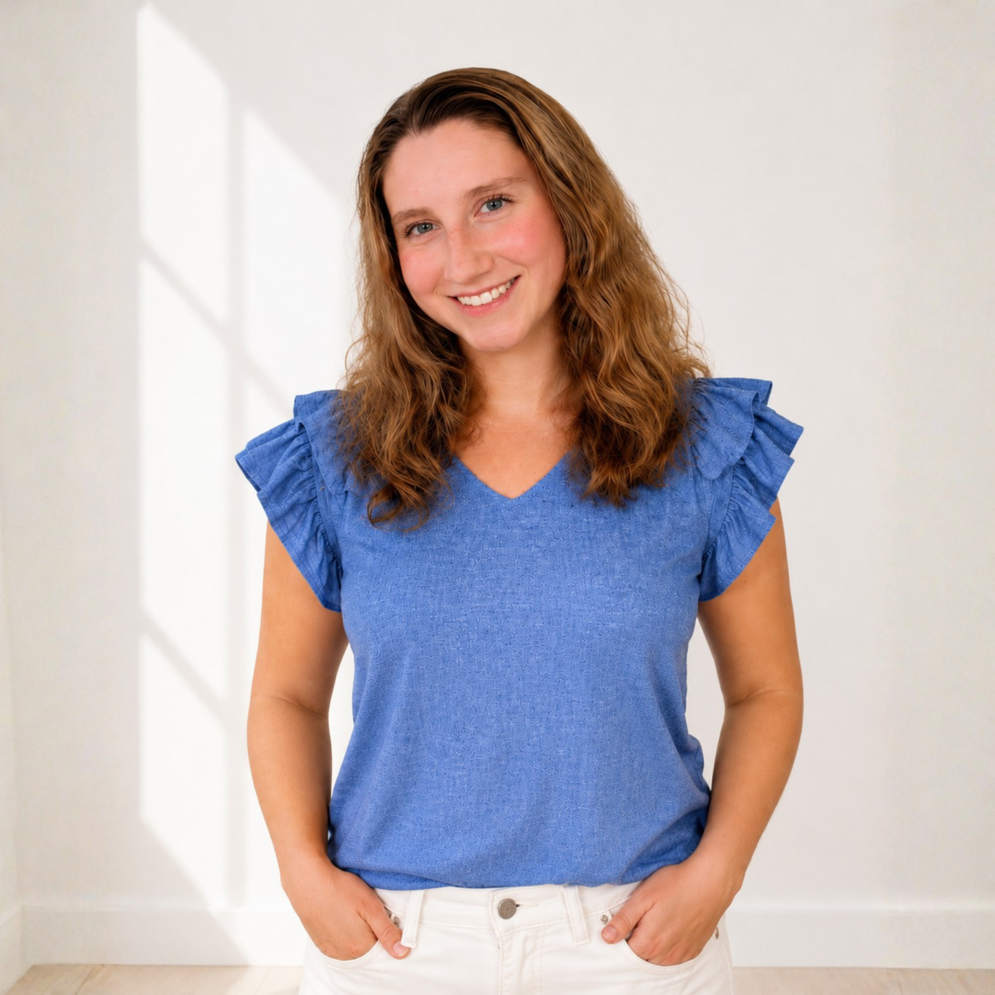 Vintage Denim Blue Ruffle Top FINAL SALE - SV Boutique & Co.