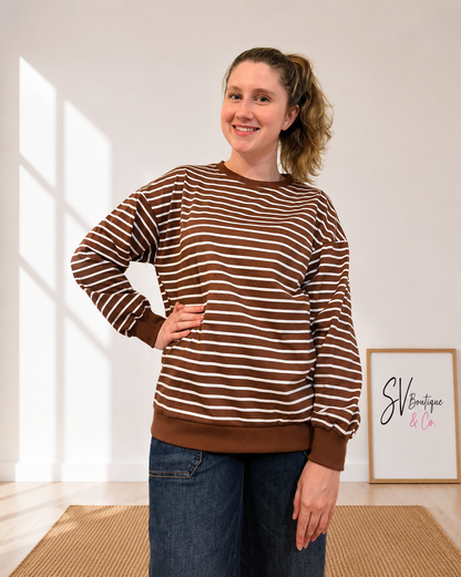 Mocha Moves Stripe Sweatshirt - SV Boutique & Co.