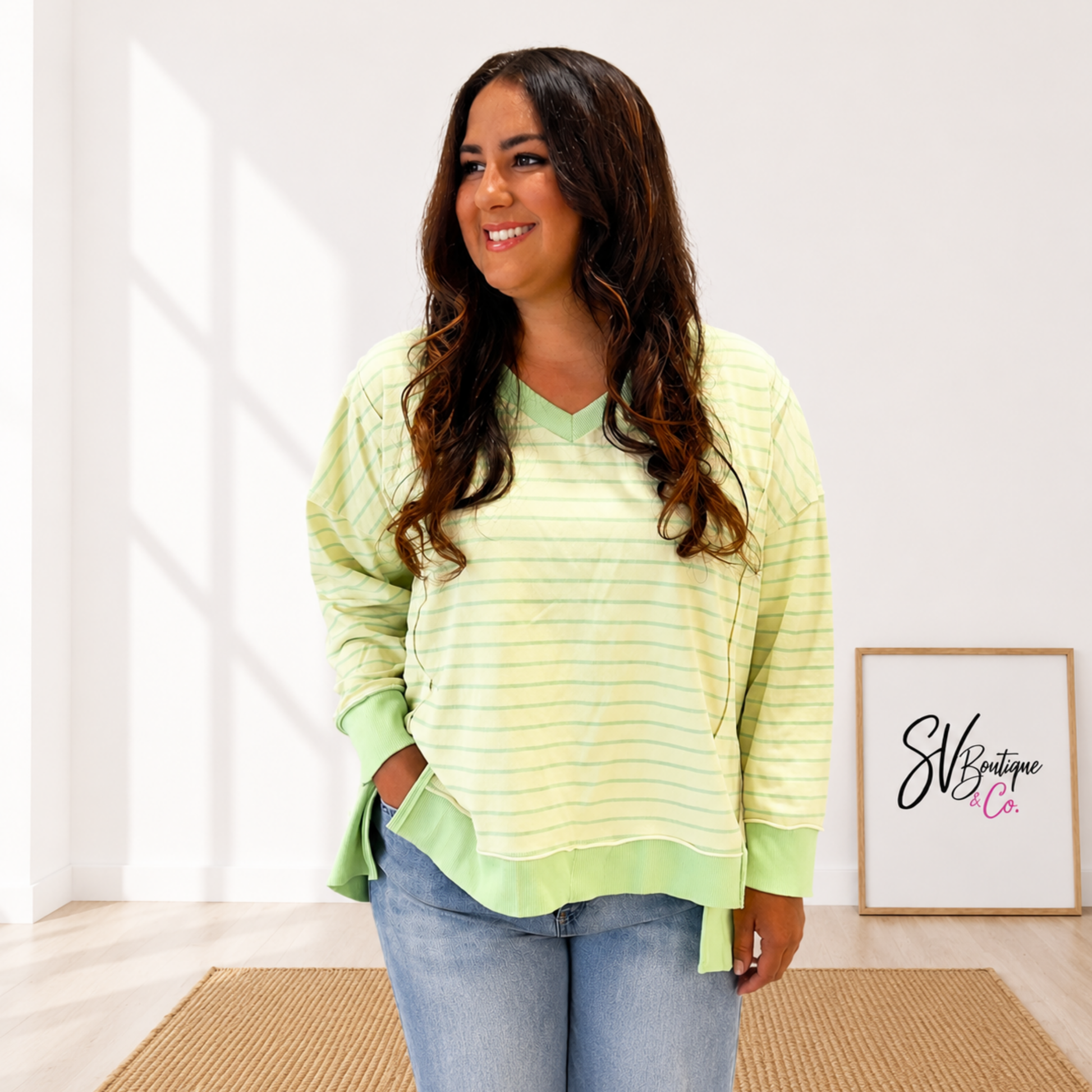 Lime Striped Hi-Lo Top - SV Boutique & Co.