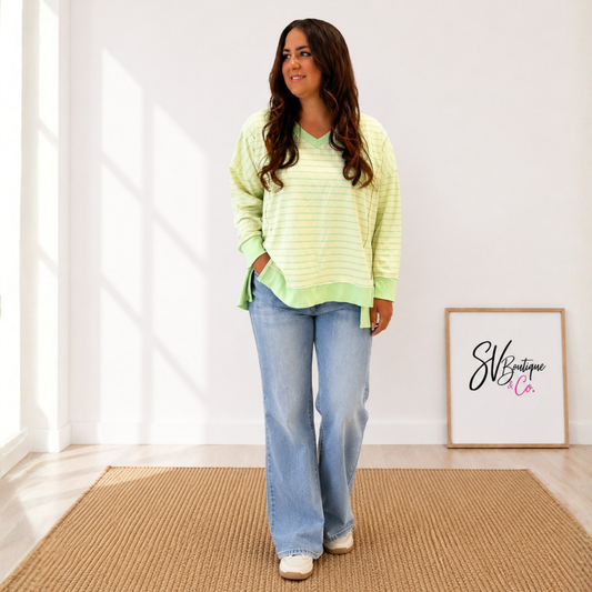 Lime Striped Hi-Lo Top - SV Boutique & Co.