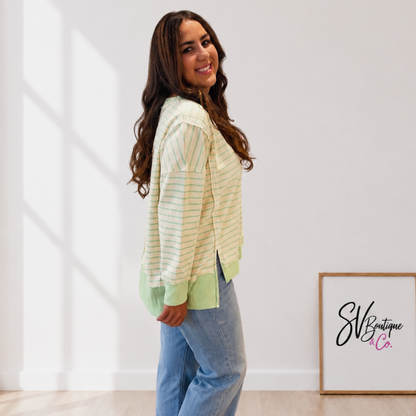 Lime Striped Hi-Lo Top - SV Boutique & Co.