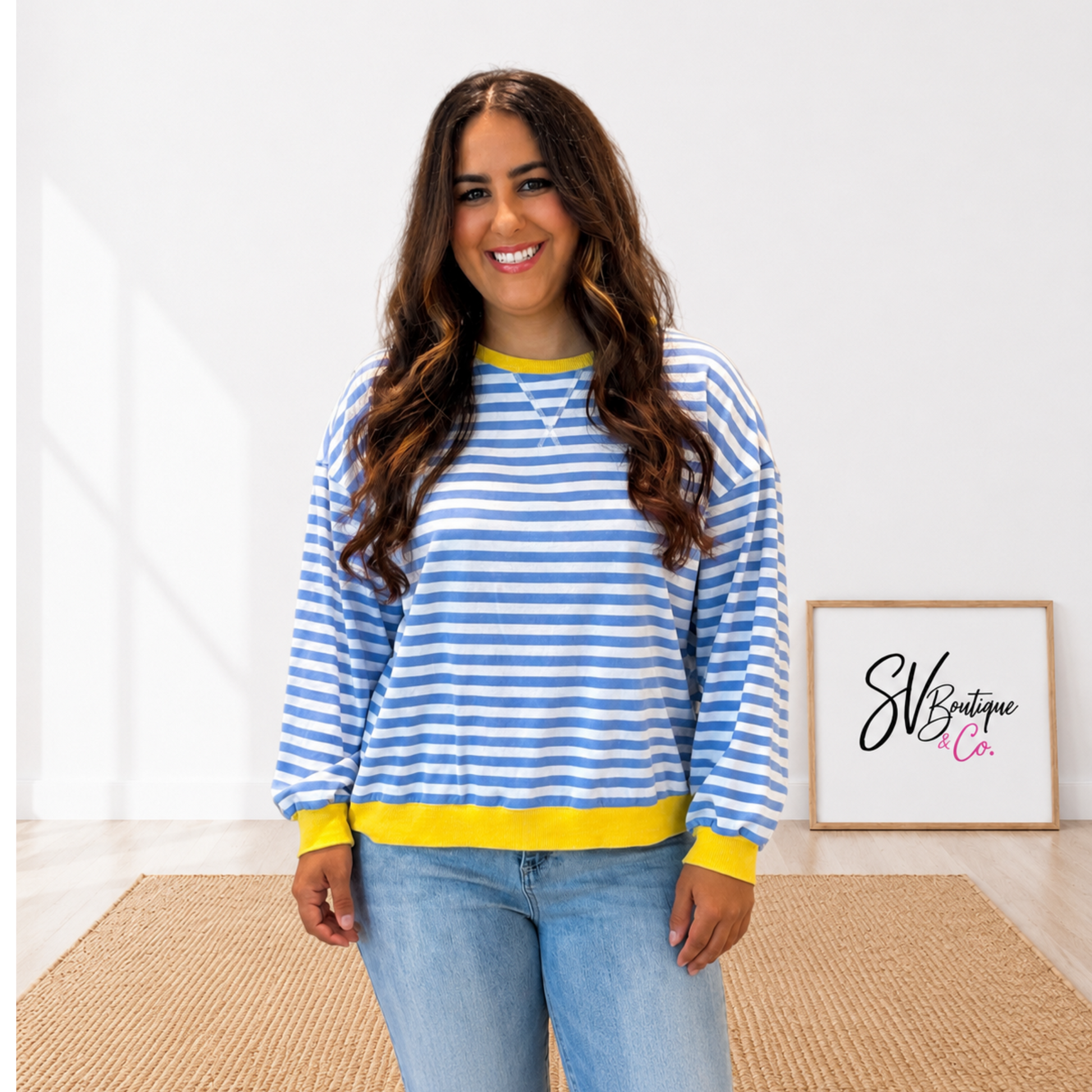 STRIPED LONG SLEEVE PULLOVER SWEATSHIRT - SV Boutique & Co.