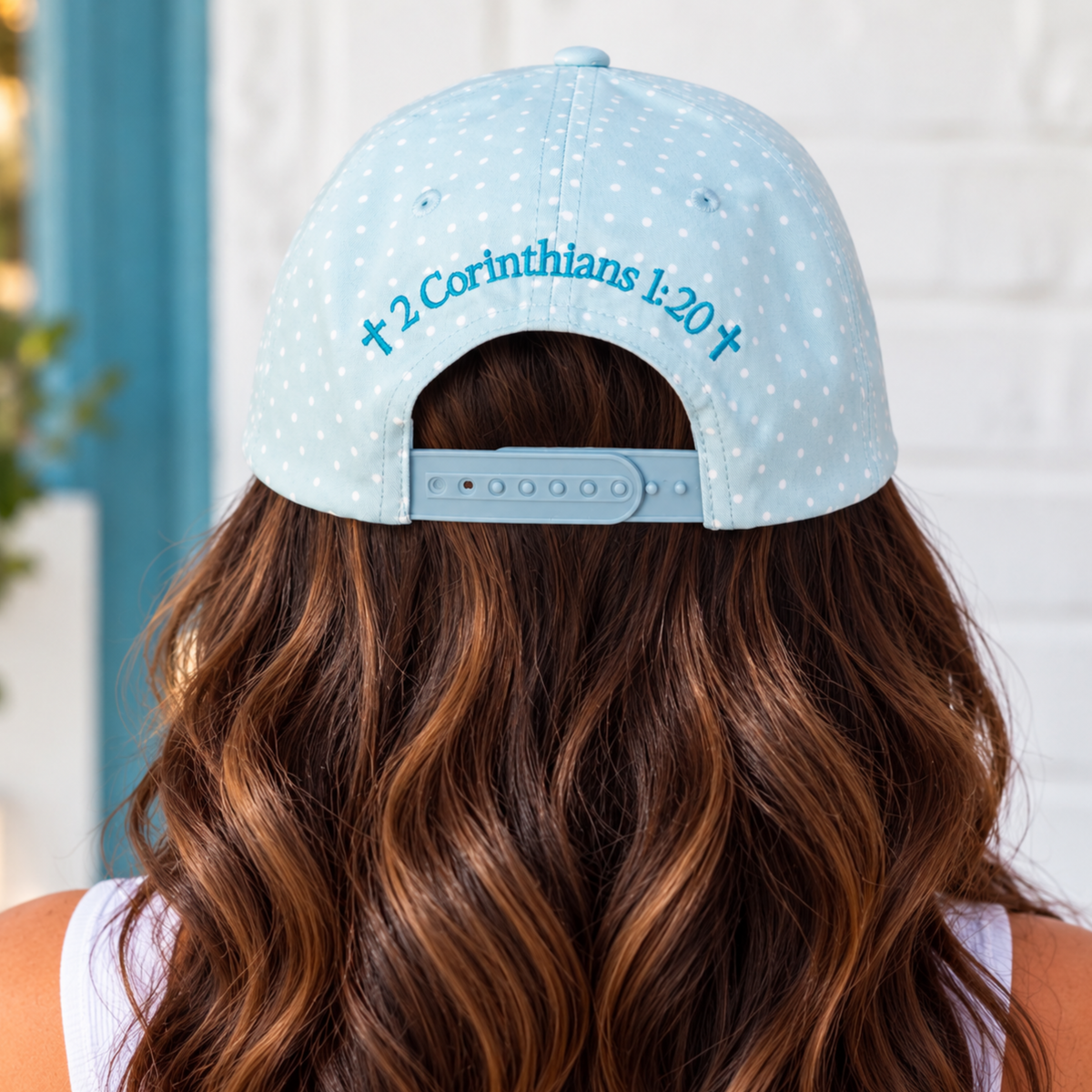 AMEN Blue Polka Dot Embroidered Trucker Hat - SV Boutique & Co.