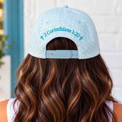 AMEN Blue Polka Dot Embroidered Trucker Hat - SV Boutique & Co.