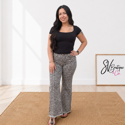Leopard Wide Leg Jeans - SV Boutique & Co.