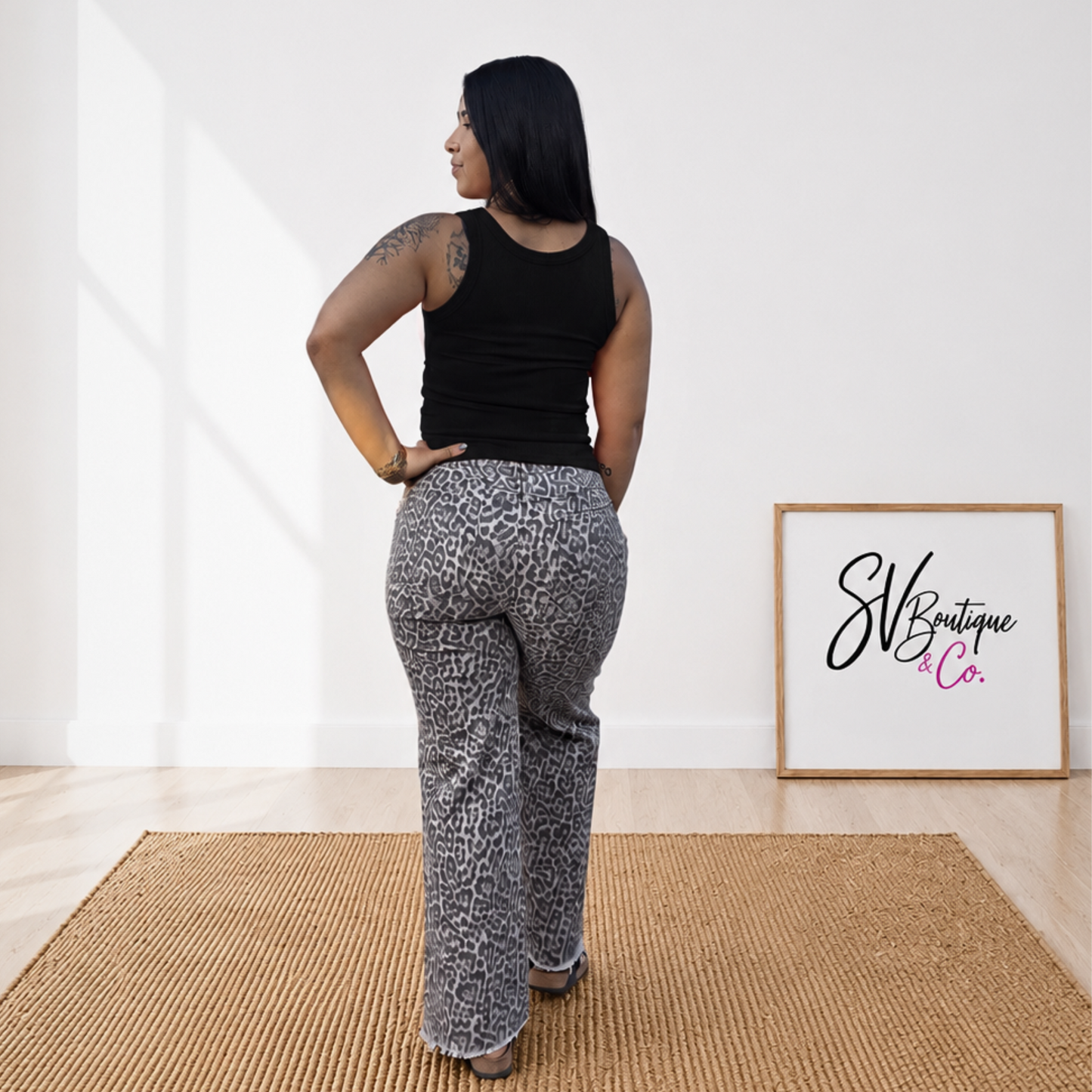 Leopard Wide Leg Jeans - SV Boutique & Co.
