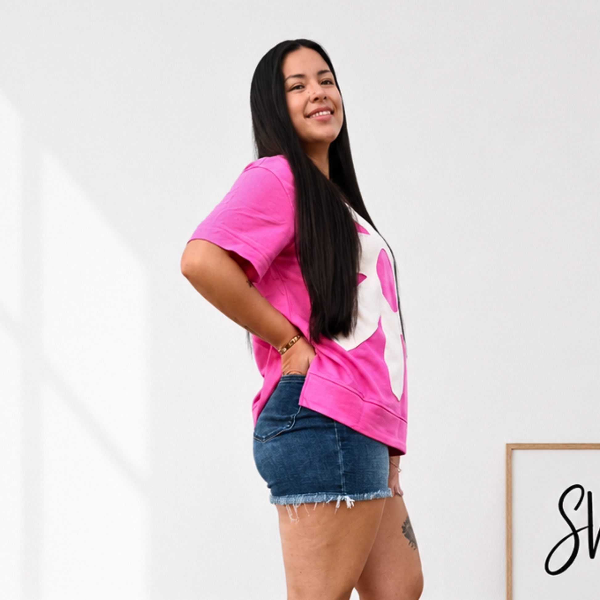 Pink Flower Patch Top FINAL SALE - SV Boutique & Co.