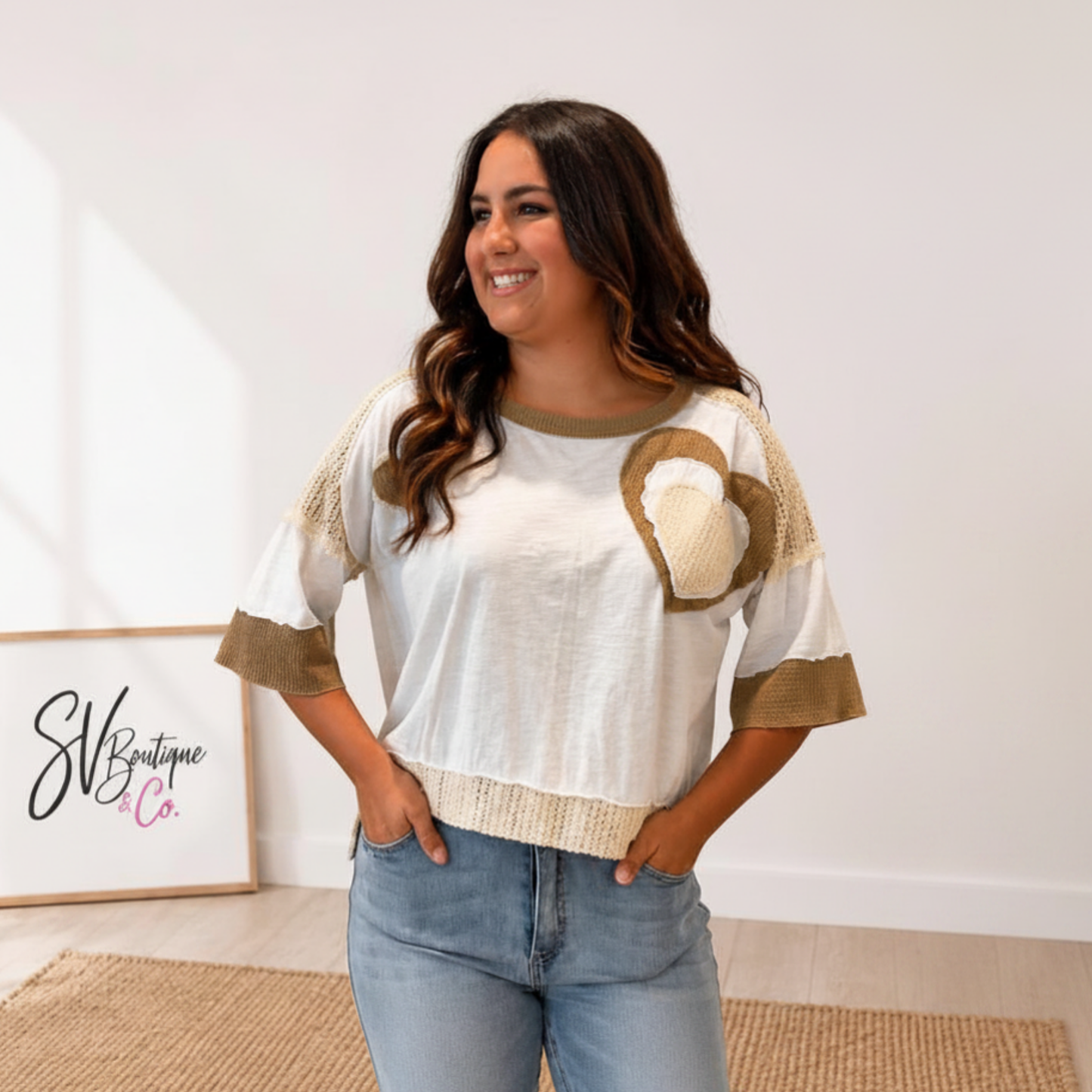 Heart In The Sand Oversized Patchwork Top