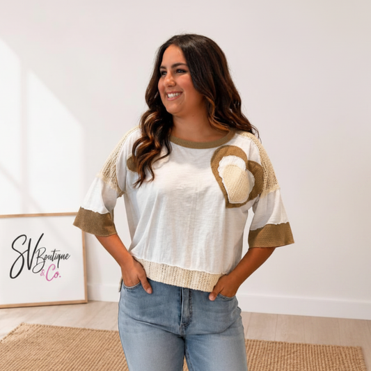Heart In The Sand Oversized Patchwork Top