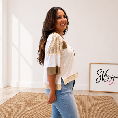Heart In The Sand Oversized Patchwork Top