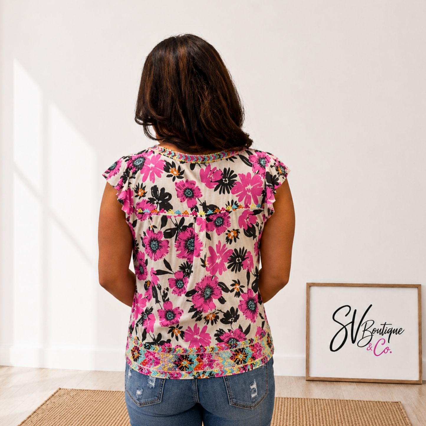 Desert Bloom Embroidered Blouse - SV Boutique & Co.