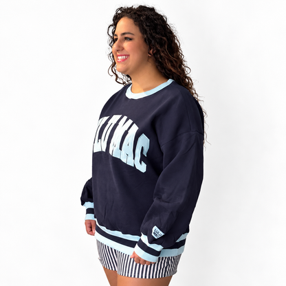Lulu Mac Navy & Light Social Society Blue Collegiate Sweatshirt - SV Boutique & Co.