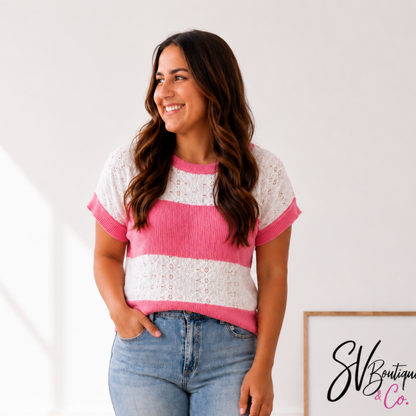 Coral & Lace Top FINAL SALE