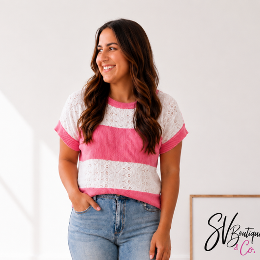Coral & Lace Top FINAL SALE - SV Boutique & Co.