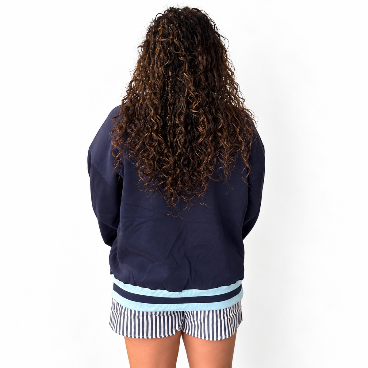 Lulu Mac Navy & Light Social Society Blue Collegiate Sweatshirt - SV Boutique & Co.