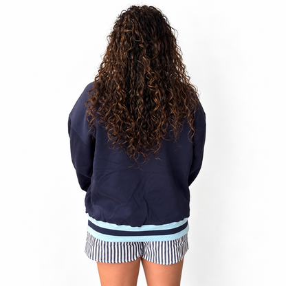 Lulu Mac Navy & Light Social Society Blue Collegiate Sweatshirt - SV Boutique & Co.