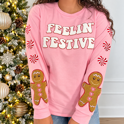 Feelin' Festive Pink Sweatshirt by Grace + Emma - SV Boutique & Co.