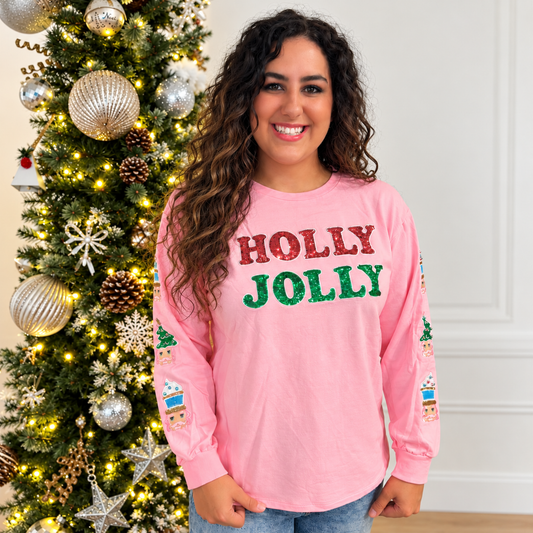 Holly Jolly Sequin Pink Top-Grace + Emma - SV Boutique & Co.