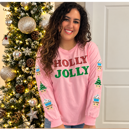 Holly Jolly Sequin Pink Top-Grace + Emma - SV Boutique & Co.